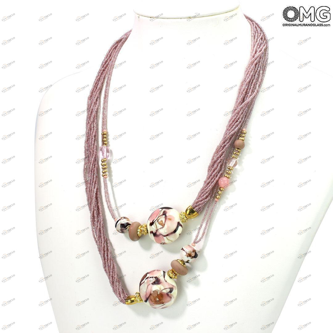 3308 ORIGINALMURANOGLASS Ожерелье Джулия - розовое - Original Murano Glass OMG 100 см 