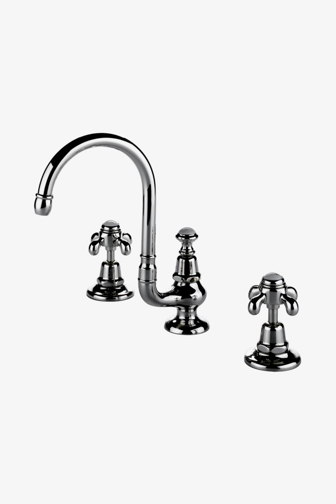 ETLS61 Etoile Gooseneck Смеситель для унитаза с тремя отверстиями на палубе и металлическими поперечными ручками Waterworks