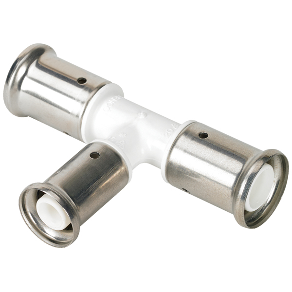 Тройник пресс PVDF HENCO переходный уменьшенный в центре белый 20x16x20 10PKW201620