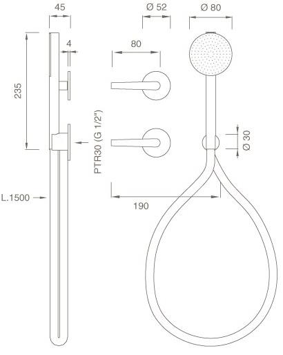 Ceadesign Настенный прогрессивный смеситель для ванны / душа Flag Flg 22 h - Вид №1