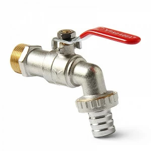Кран угловой с патрубком для шланга 1/2 Н рычаг РА