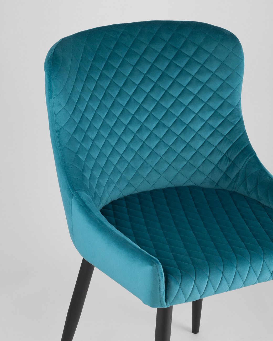 Стул мягкий со спинкой темно-бирюзовый с черными металлическими ножками "Ститч" STOOL GROUP ДИЗАЙНЕРСКИЕ 00-3881931 Голубой  - Вид №5
