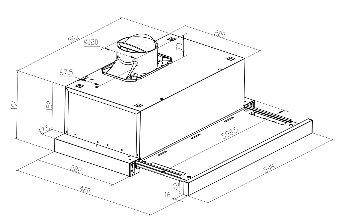 9202542 Вытяжка телескопическая Meferi SLIDEBOX60BK GLASS ULTRA черный/черный STDN-0041504 - Вид №19