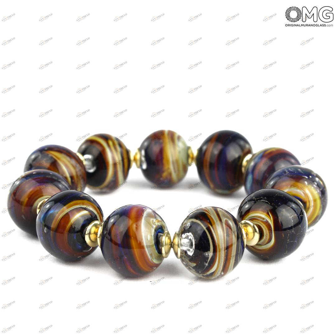 3746 ORIGINALMURANOGLASS Браслет Юпитер - халцедоновое стекло - муранское стекло OMG 18 см 