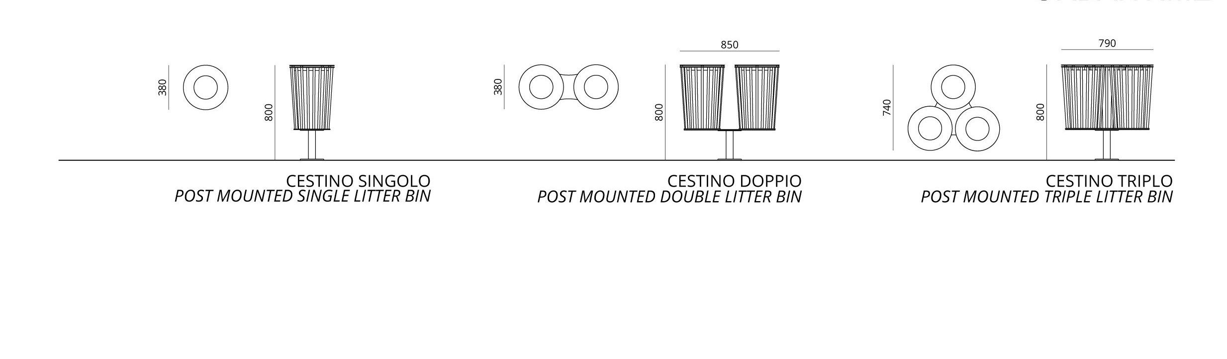 Наружная металлическая стойка для мусора с крышкой Urbantime Zeroиндексы.015 ARCH-00122894 - Вид №5