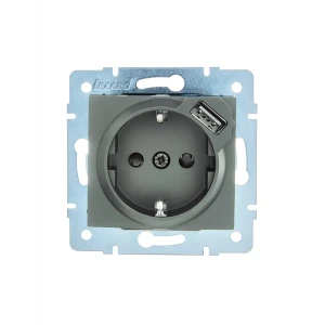 Розетка USB встраиваемая Lezard Asti с заземлением цвет платина 89385441 STLM-2098123