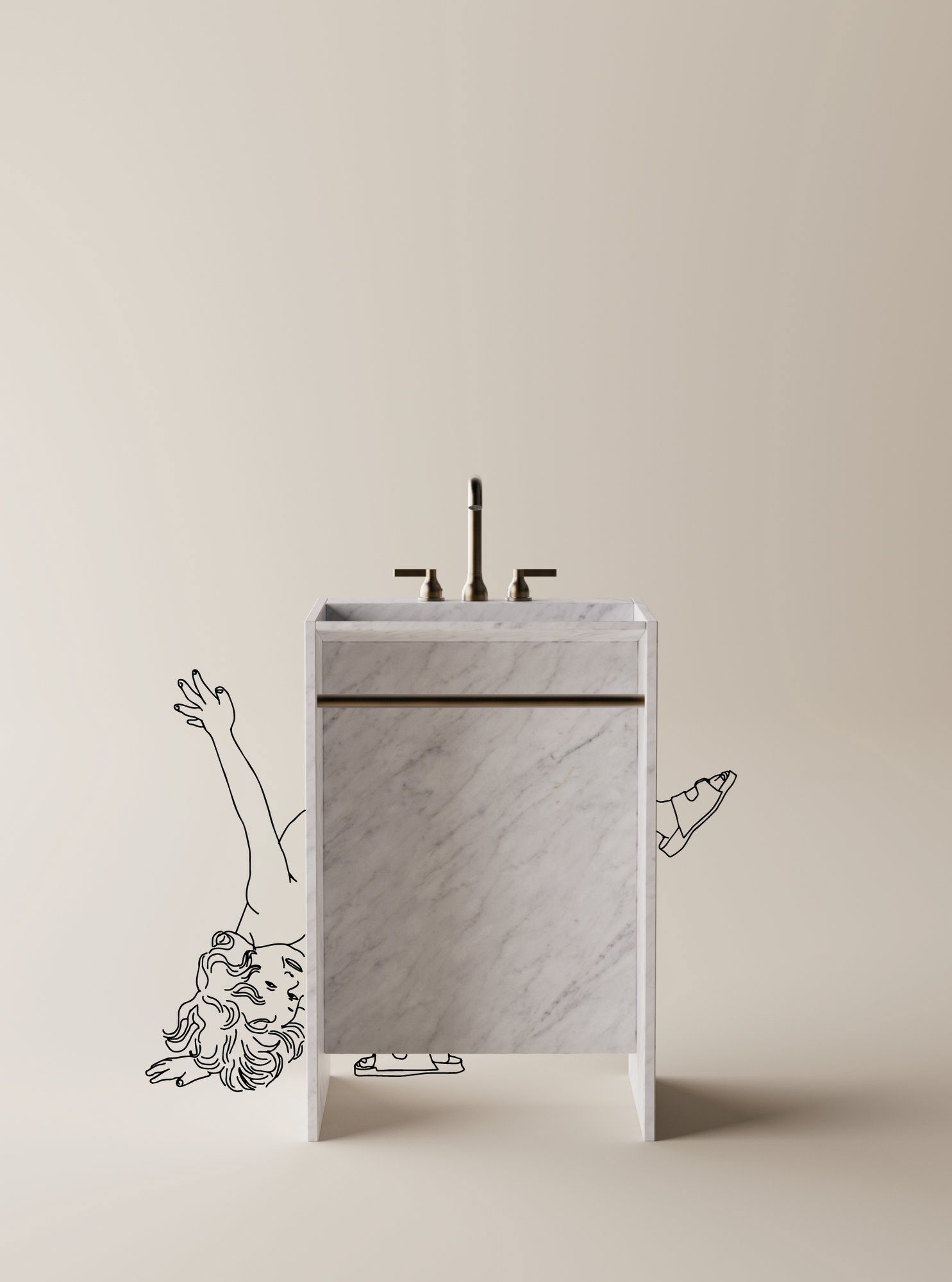 Отдельно стоящая мраморная раковина Agape Лицом к лицу ARCH-00134352 - Вид №1