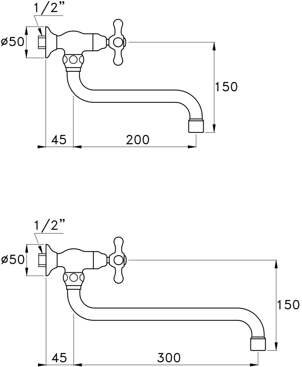 RUBINETTERIE STELLA Настенный кухонный смеситель на одно отверстие Roma sun-id-1454657 - Вид №1