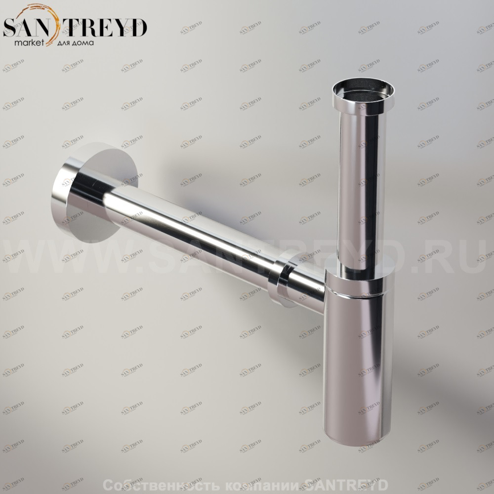 Agape  Сифон для раковин или биде с настенным защитным кольцом хромированный MET0409S Ricambi