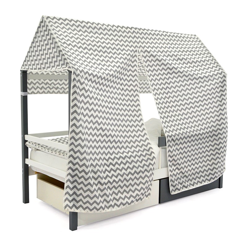 Крыша для кровати-домика текстильная Svogen зигзаги графит БЕЛЬМАРКО  00-3833092 Серый Santreyd  - Вид №1