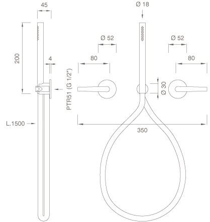 Ceadesign Настенный комплект из 2 прогрессивных смесителей для ванны / душа Flag Flg 40 - Вид №1