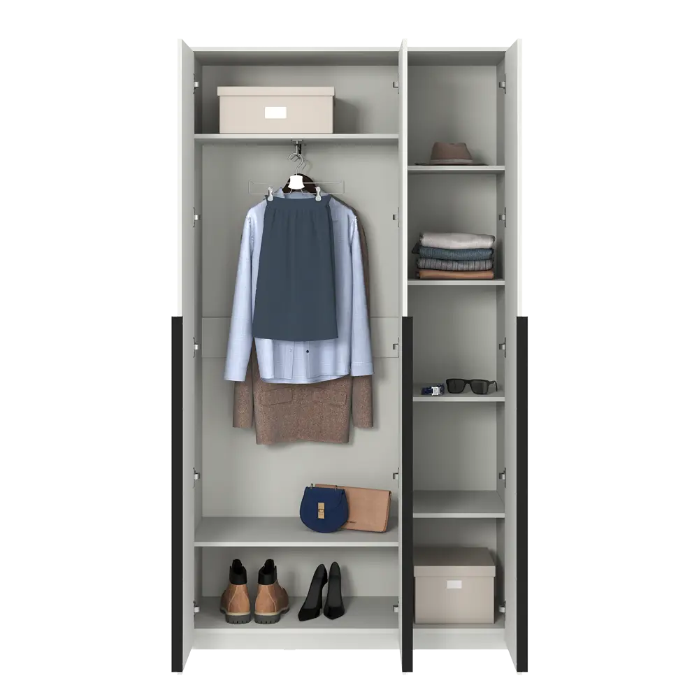 Шкаф распашной Бергамо с 3 дверями 120x220x46.6 см ЛДСП цвет белый Santreyd STLM-2066971 - Вид №9