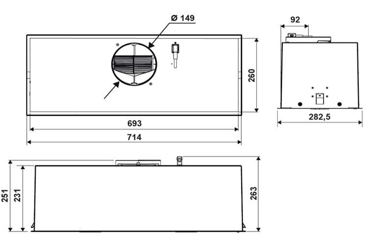 9012293 Вытяжка полновстраиваемая Jetair PLANE BL MAT/F/72 черный STDN-0144239 - Вид №1