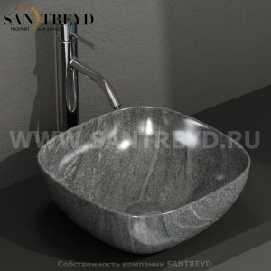 B6Q38SG Накладная раковина на столешницу  квадратная Ceramica Globo T-EDGE