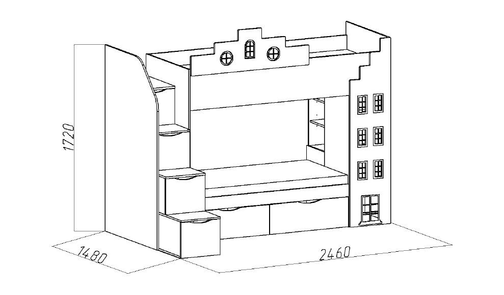 Кровать детская двухъярусная с 2 ящиками правая "Амстердам" МАНДАРИН АМСТЕРДАМ 179534 Разноцветный;белый;бежевый Santreyd  - Вид №3