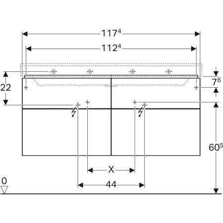 500.518.43.1 Шкафчик для раковины Geberit Xeno², шириной от 120 см, с четырьмя выдвижными ящиками Geberit  - Вид №8