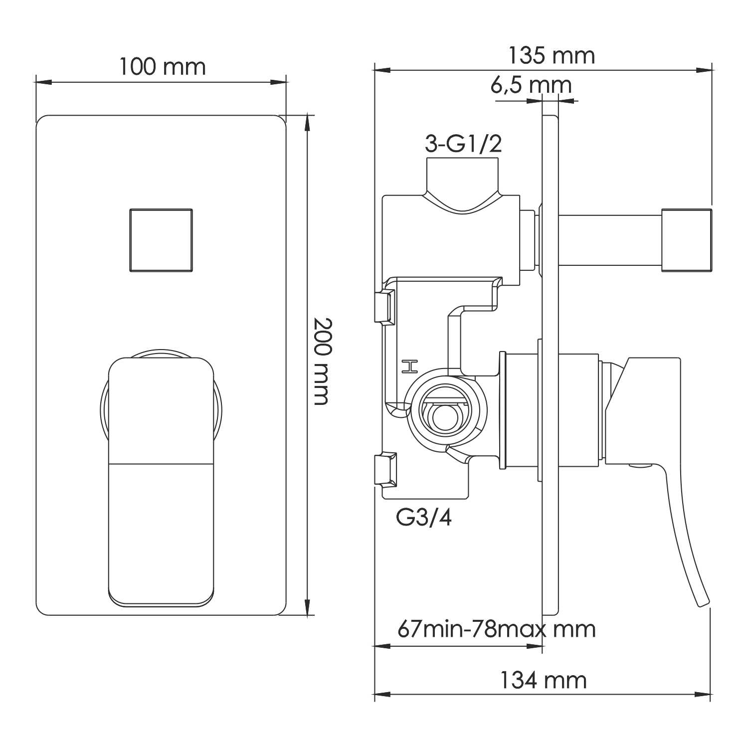 1641 Exter Смеситель для ванны и душа WasserKRAFT Exter 1600  - Вид №2