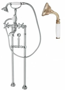 Напольный смеситель для ванны с кронштейном для слива-перелива CEZARES GOLF-VDPS-02-Bi