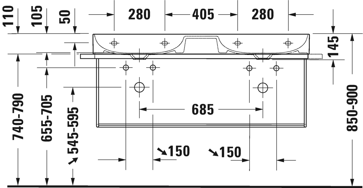 2353120044 Подвесная раковина настенная овальная Duravit DuraSquare - Вид №5