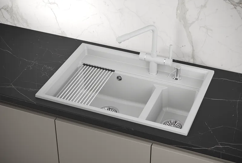 KS-7302, АРКТИК (БЕЛЫЙ), кухонная мойка, кварц GRANULA 7302-ST343