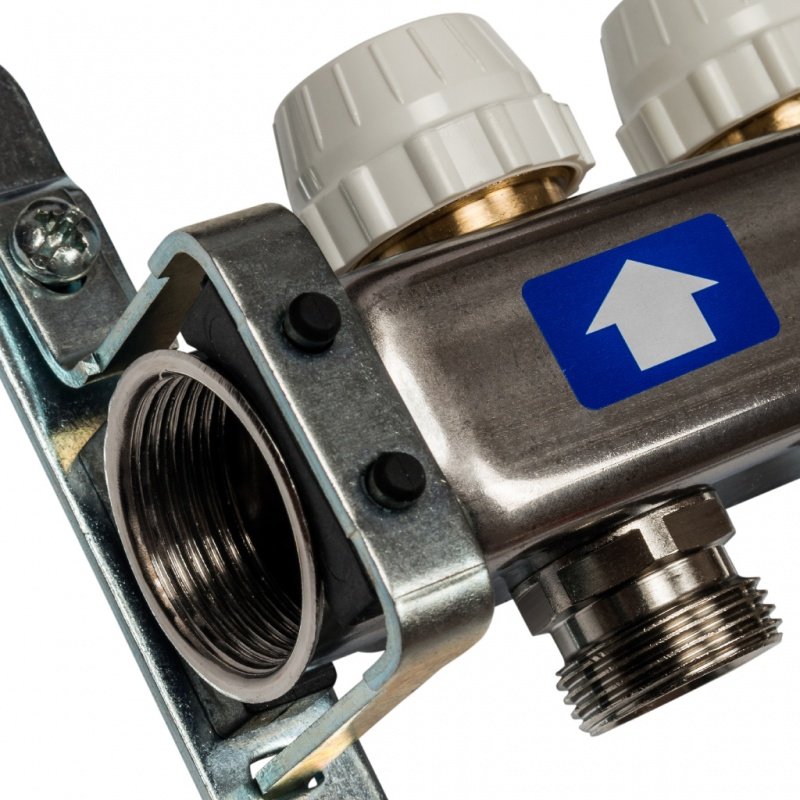 Коллектор из нерж. стали на 6 вых. с расходомерами, сливом и клапаном STOUT SMS0927000006 - Вид №2