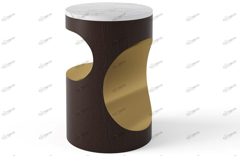 DWFI Круглый журнальный столик из фанерованной древесины  00002405 