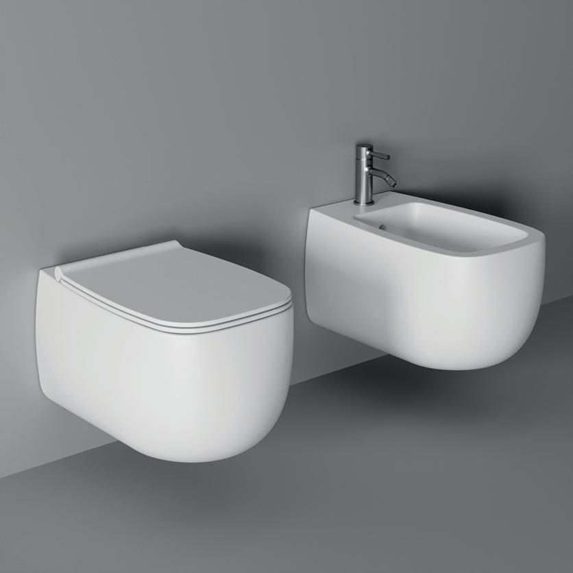 33120101.01 Подвесной унитаз 550х335х450 мм Alice Ceramica Nur безободковый выпуск в стену Белый глянцевый - Вид №1