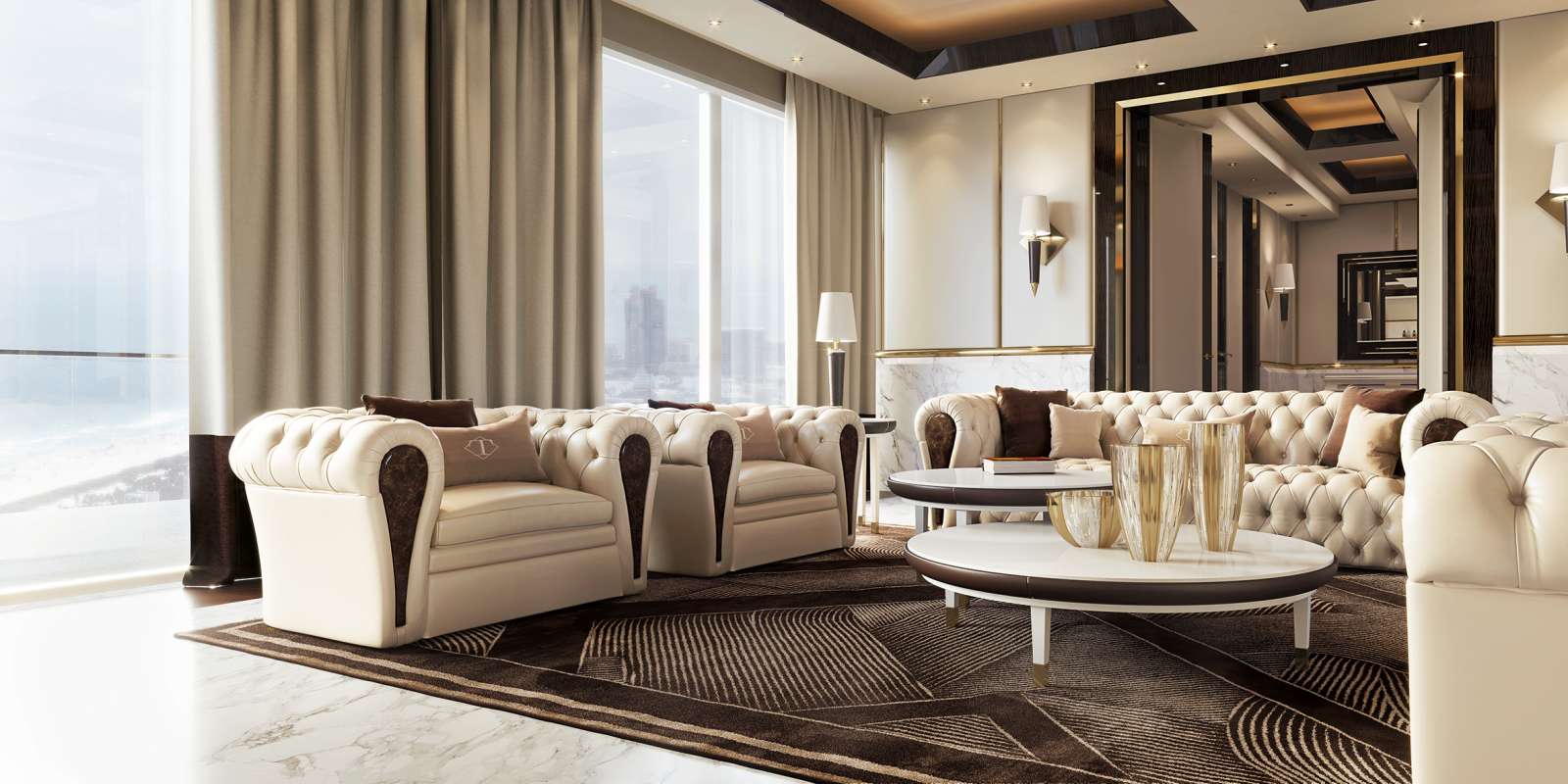 Кожаное кресло capitonné с подлокотниками для контракта Turri ARCH-00096829 - Вид №1