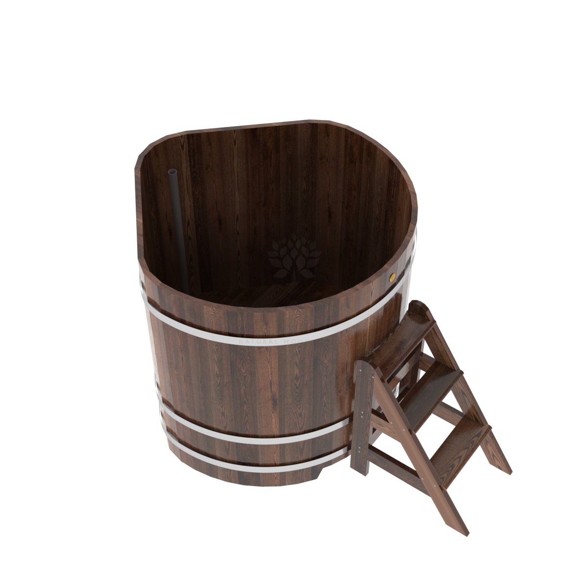 1235 Купель угловая из лиственницы 1,19х1,19х1,2 морёная премиум Alyarus  - Вид №1