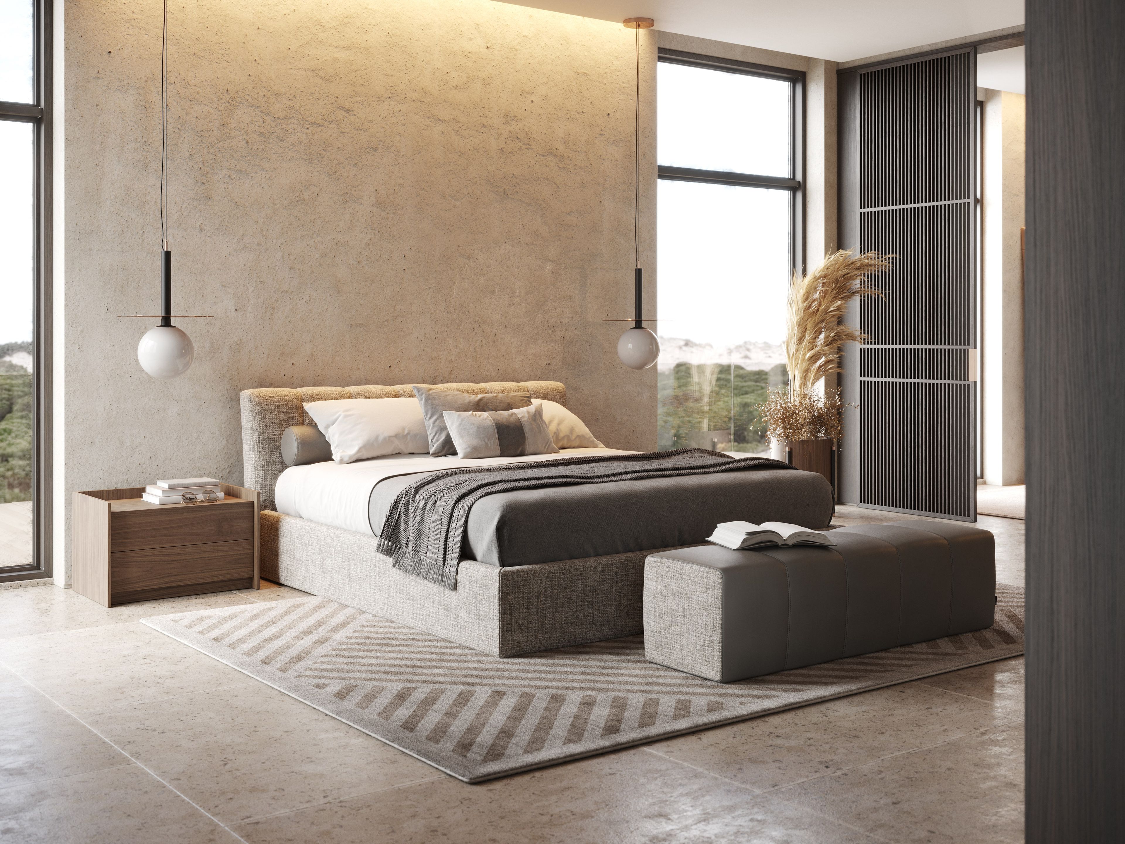 Двуспальная кровать из ткани с мягким изголовьем Laskasas ARCH-00031330 - Вид №4