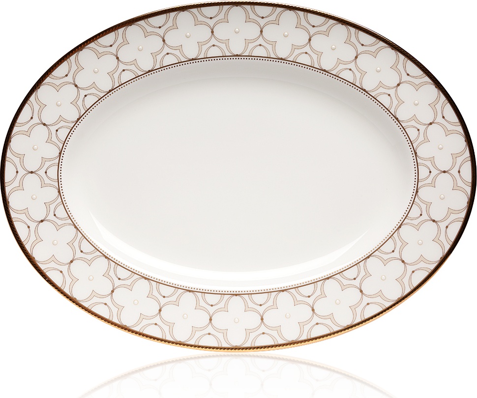 10628673 Noritake Блюдо овальное Noritake "Трефолио,золотой кант" 32см Фарфор костяной 