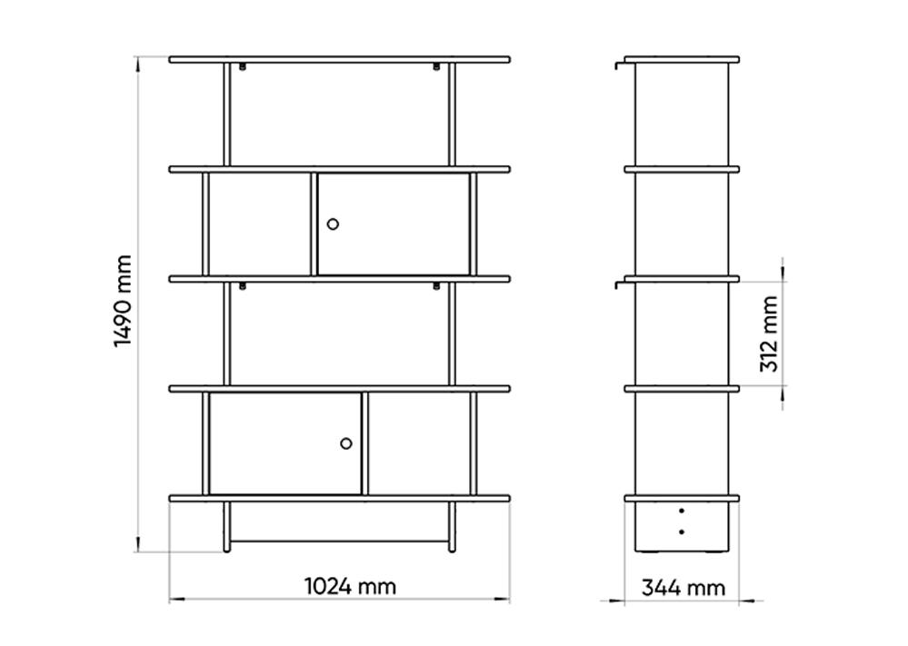 Стеллаж открытый с двумя дверцами 102 см Line M1 молочный ELLIPSE ELLIPSE LINE 351622 Бежевый;молочный Santreyd  - Вид №2
