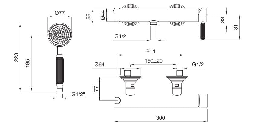 Однорычажный открытый смеситель для душа с ручным душем Gaia Mobili Complements ARCH-00079451 - Вид №2