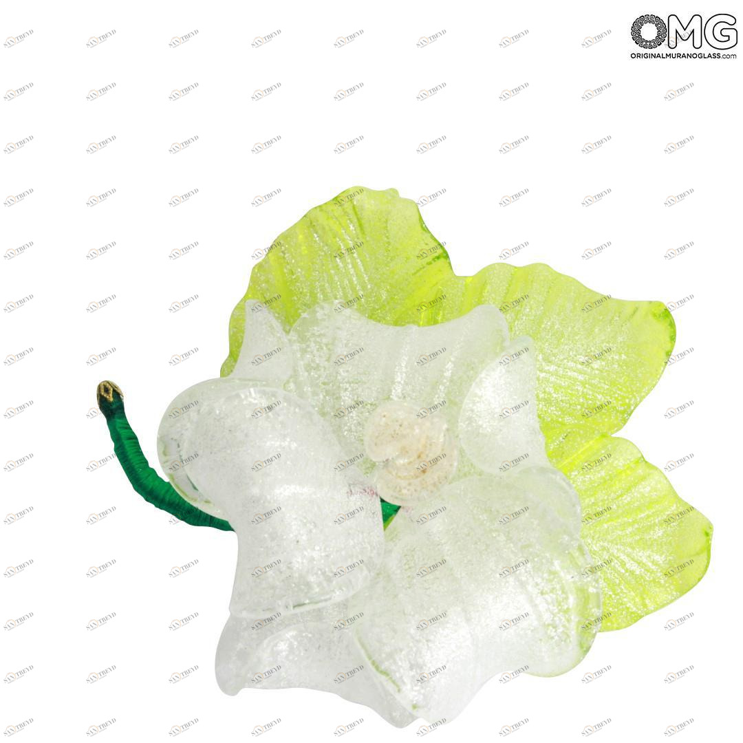 1547 ORIGINALMURANOGLASS Белый цветок из муранского стекла 12 см 