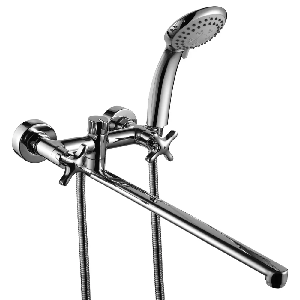 Смеситель для ванны Rossinka Silvermix LRS39-84 двухвентильный универсальный с лейкой и шлангом цвет хром 88757478 STLM-2047658 RS 39