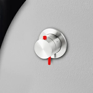 Термостат для душа глянцевая сталь с красной ручкой Toki Radomonte TER51LCIL15