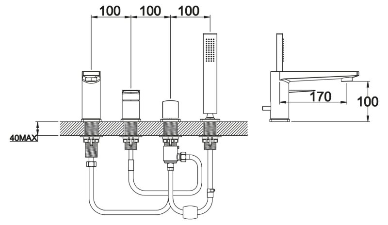 Смеситель на борт ванны CARIN CAR-VIM4-CRM BELBAGNO  - Вид №1