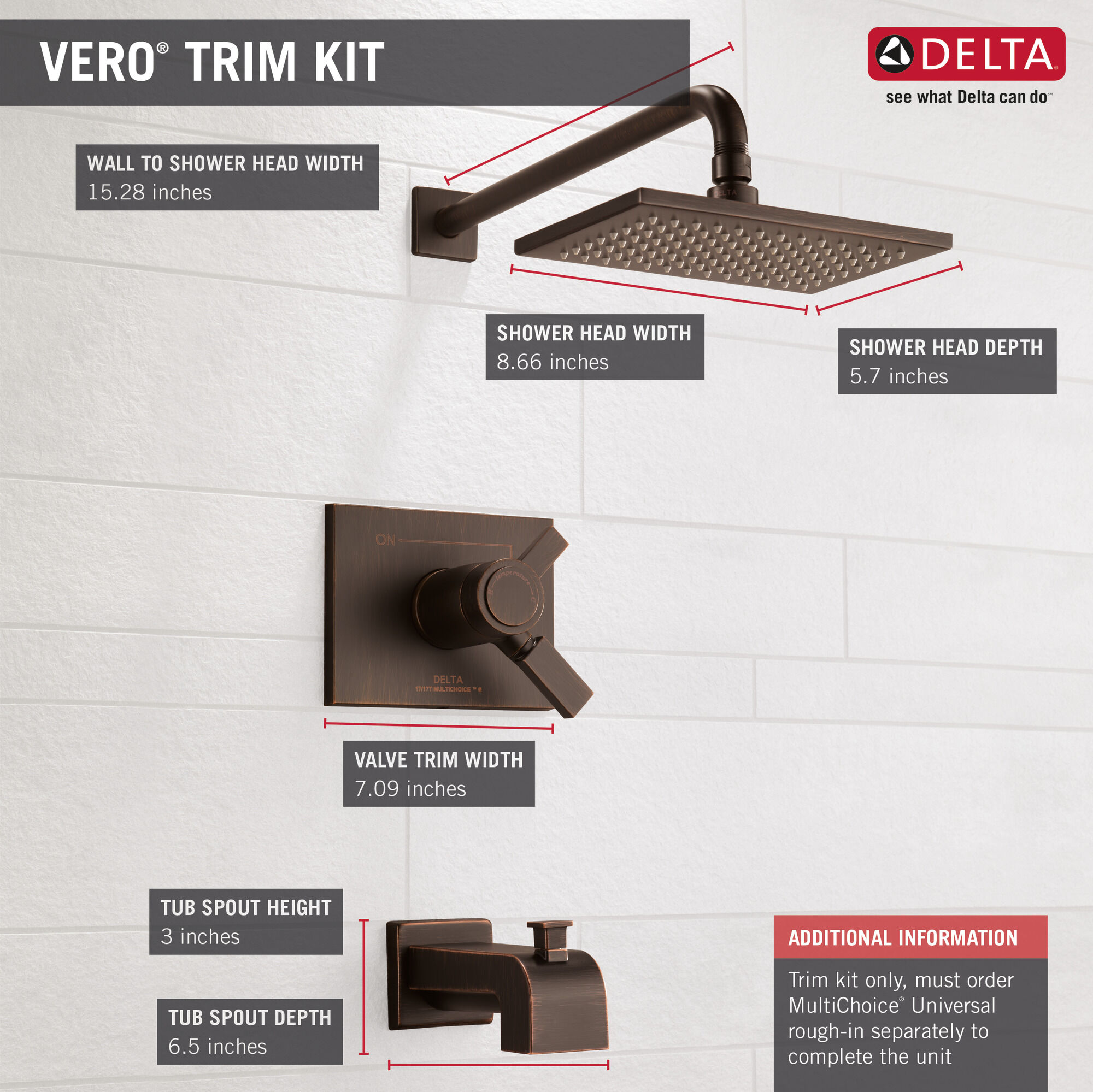 T17T453-RB-WE Для ванны и душа TempAssure® серии 17T Delta Faucet Vero Венецианская бронза - Вид №1