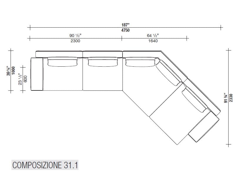 Угловой диван из ткани с полуостровом Lema Venise ARCH-00125173 - Вид №52