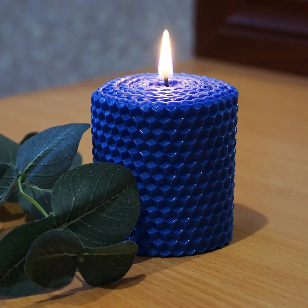 Свеча вощинная цилиндр синяя 6x6.5 см EVIS STLM-2166268 - Вид №2