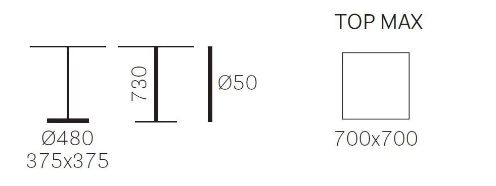 Стальной квадратный стол для контракта со спицевым основанием Pedrali Bold ARCH-00036224 - Вид №2