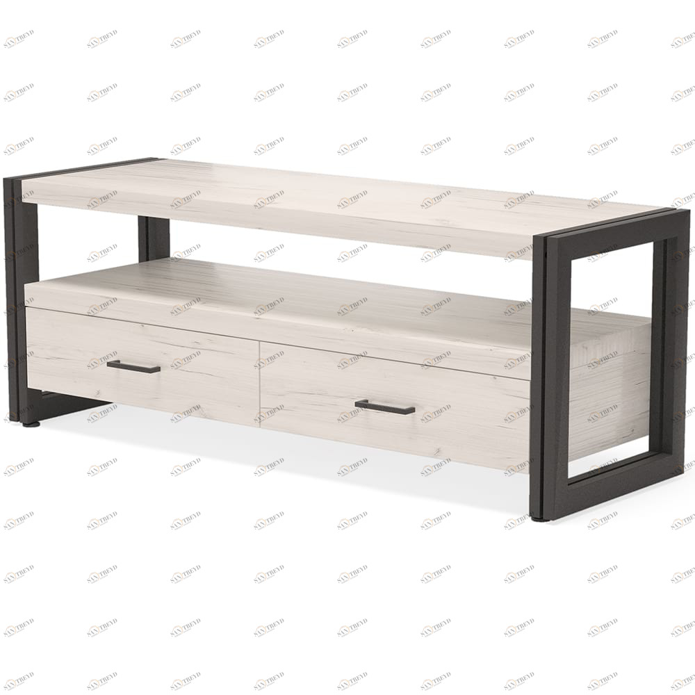 Тумба под телевизор с двумя ящиками белая Neo Loft MILLWOOD RAW 134408 Белый 