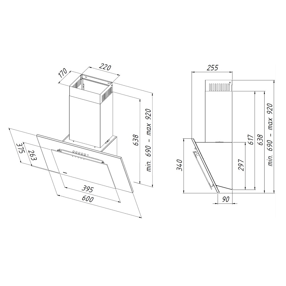1147015 Вытяжка наклонная Akpo WK-4 Nero eco белый/белый STDN-0054383 - Вид №11