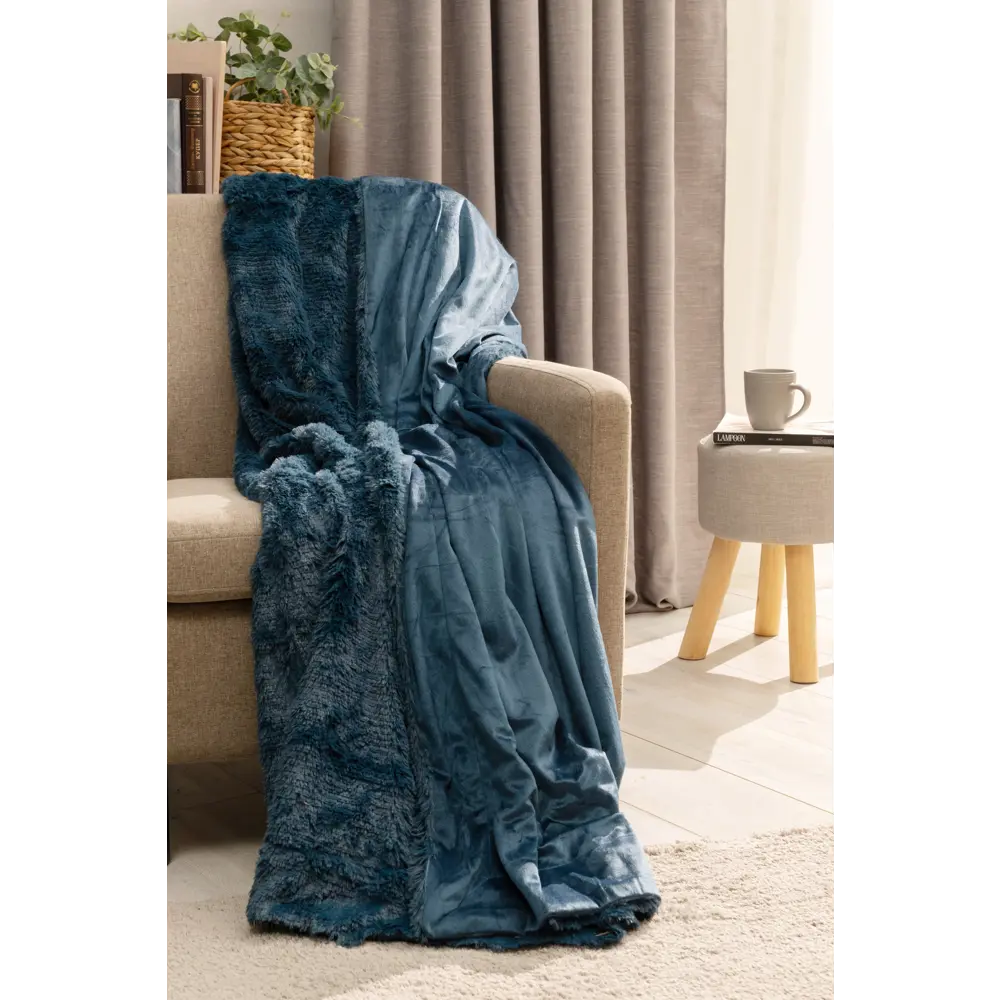 Плед "Мягкий мех" 200x220 см искусственный мех цвет аквамарин Eclair STLM-2152426 - Вид №1