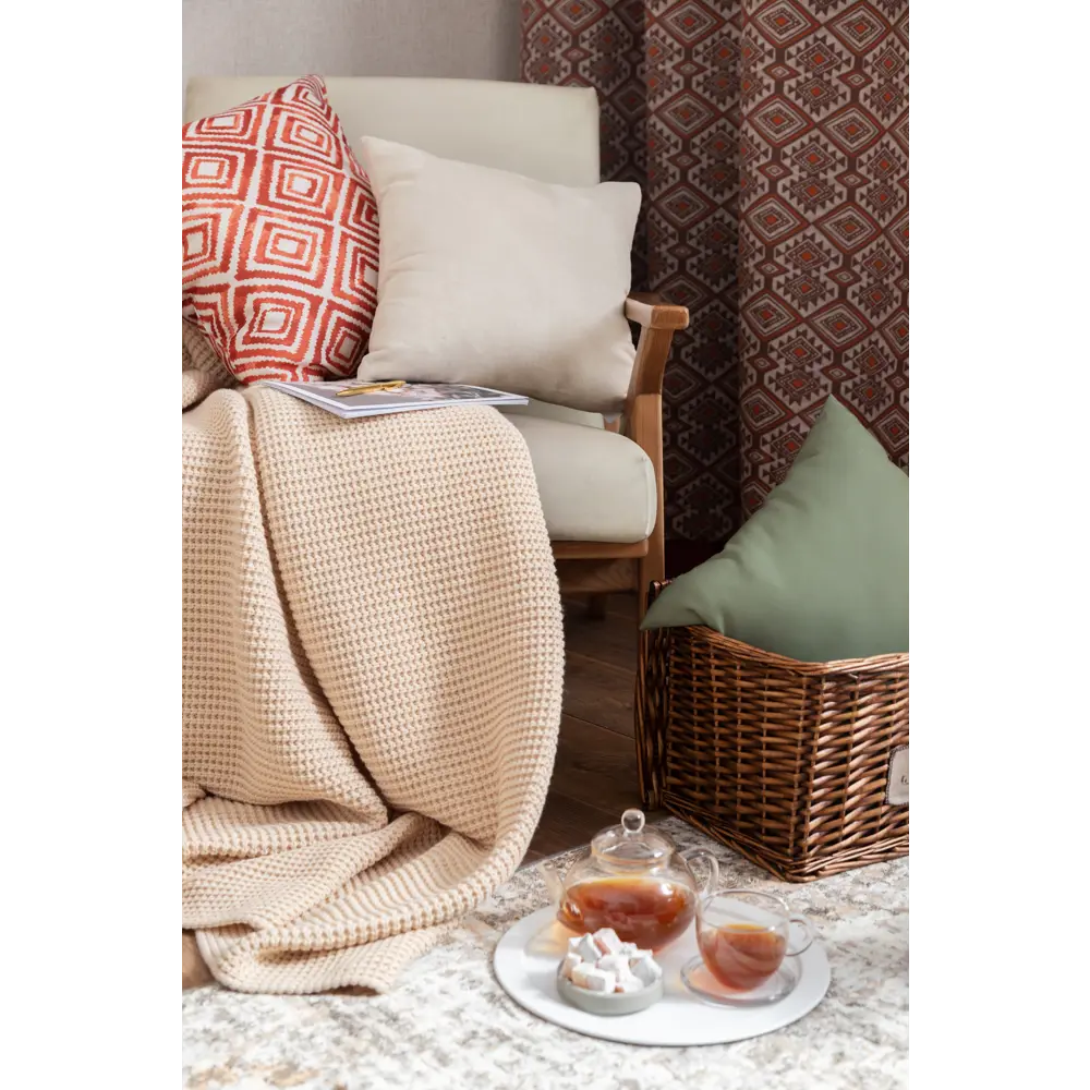 Штора на ленте «Этника» 145x260 см геометрия цвет коричневый SEASONS STLM-2036699 - Вид №7