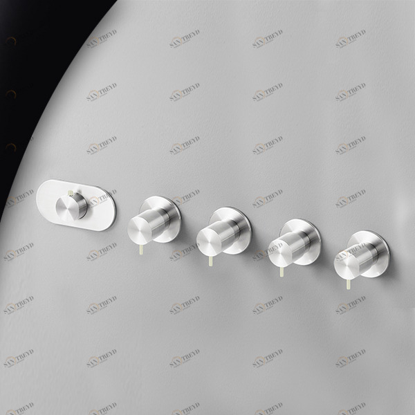 Термостат для душа глянцевая сталь с серой ручкой Toki Radomonte TKI57LCIL29