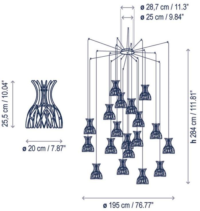 BOVER Led подвесной светильник из дерева Dome S/20/19l - Вид №2
