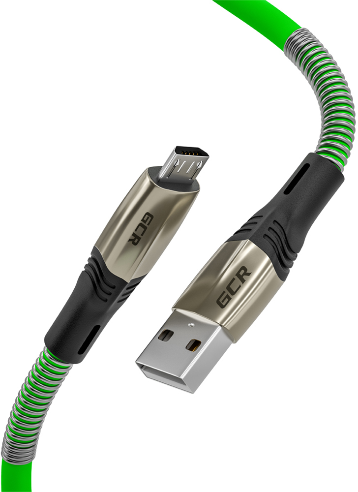 GCR-51963 Gcr кабель 1.2m microusb series mercedes & spring, green, для зарядки, no sync data, 22 awg, Greenconnect Santreyd 