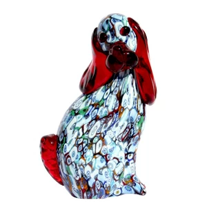 2305 ORIGINALMURANOGLASS Скульптура Красная собака миллефиори из муранского стекла 9 см