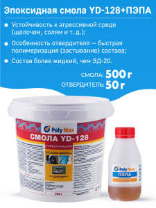 90344278 Эпоксидная смола YD128 - 500 г + 50 г STLM-0193199 POLYMAX
